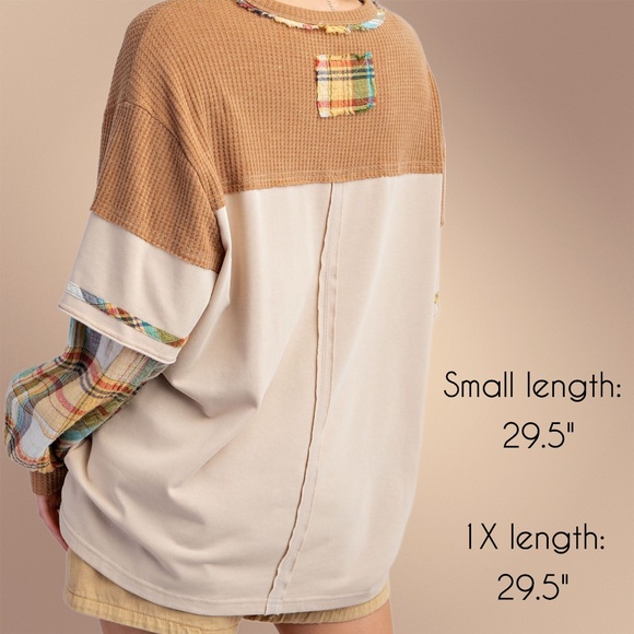 EASEL "Alabama Top - Talladega" Loose Fit Henley Layered Look Mineral Washed Top - Picture 11 of 14